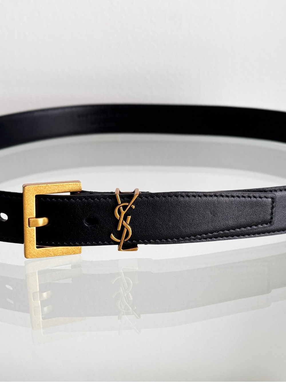 SAINT LAURENT Cassandre embellished leather belt
